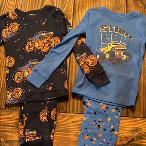 Monster Truck Kids Pajamas Set - Blue and Black